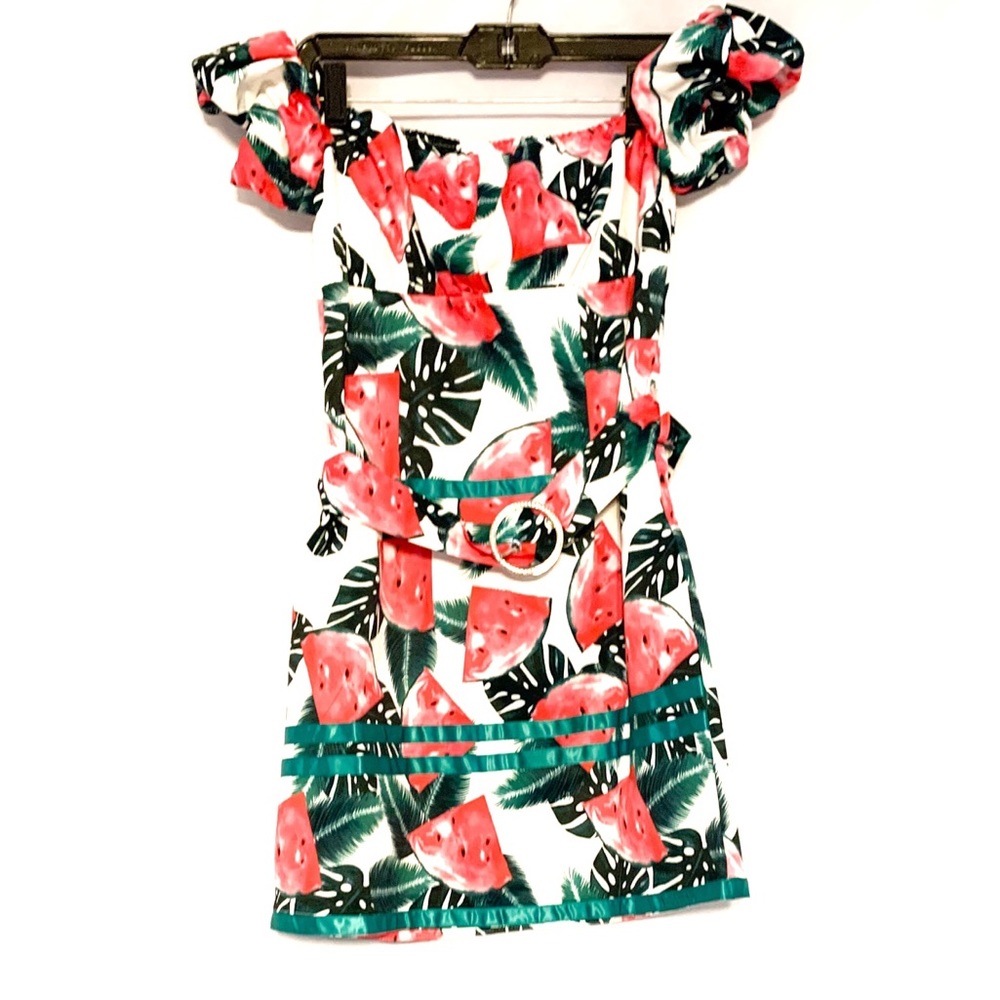 BANJUL Off the Shoulder Watermelon Mini Dress-Small